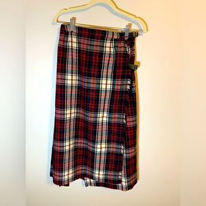 Vintage Red Tartan Plaid maxi wrap skirt size S‎